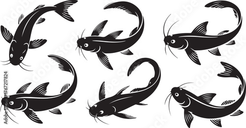 catfish silhouette design with white background