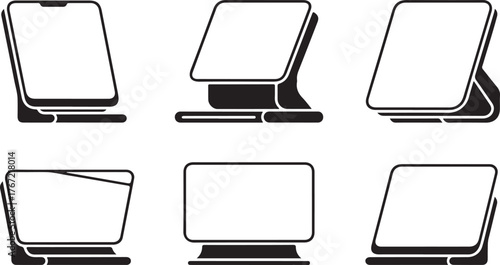 Set of POS Terminal and Tablet Display Silhouettes - Retail Technology Vector
