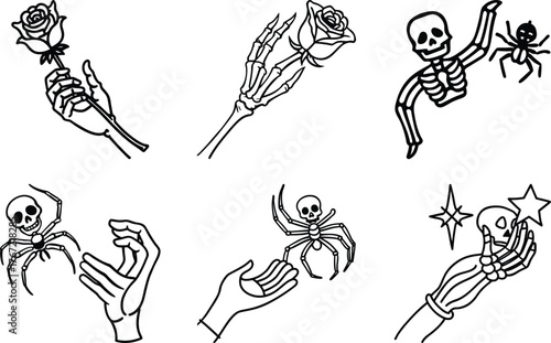 Halloween Witch Hat, Broom, and Magic Potion Vector Set