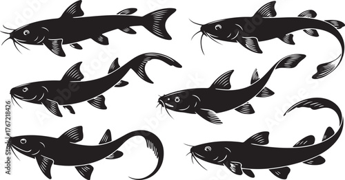catfish silhouette design with white background