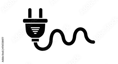 Black plug icon simple flat vector illustration isolated on white background