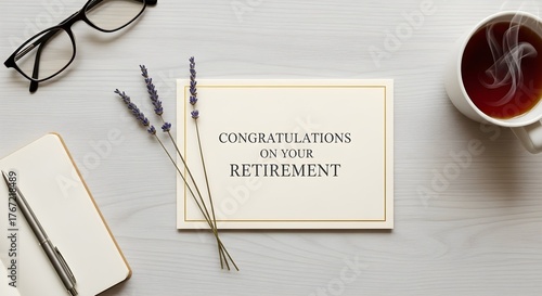 Congratulations on Your Retirement Text with a Pen