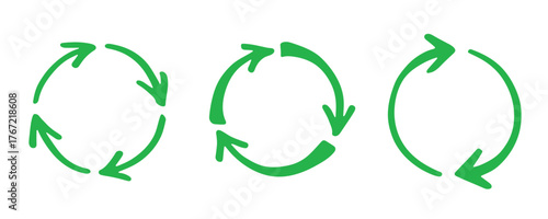 Set of hand drawn recycle arrow icon Recycling resources symbol Reuse of materials, zero waste, green environment, saving the planet