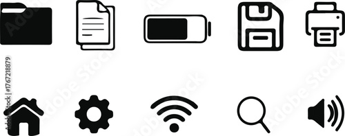 Mobile phone icons set. Examples of icons in computers.
