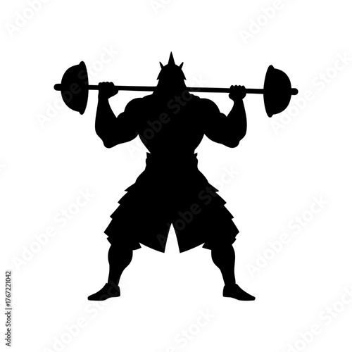 Samurai Lifter Silhouette With Katana And Barbell Fusion Discipline And Power Concept Art