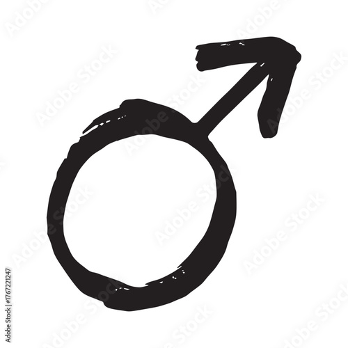 Hand drawn male gender identity sign Symbol used to represent sex and gender