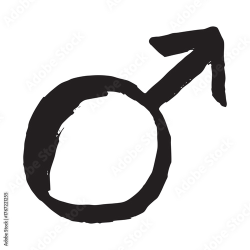 Hand drawn male gender identity sign Symbol used to represent sex and gender