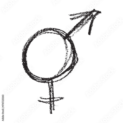 Hand drawn bigender female and male gender identity sign Symbol used to represent sex and gender