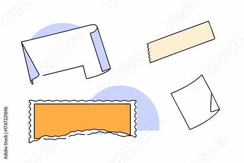 Ripped paper strips and torn edge banners — colored cardboard shreds and rough textured fragments for collage design (2)