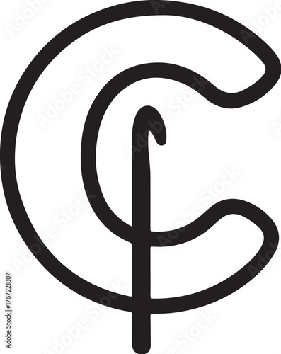 Minimal Crochet Hook Letter C Logo Vector Illustration.eps