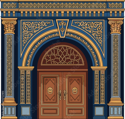 Ornate Palace Entrance – Detailed Architectural Vector Art
