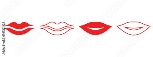 Sexy Women Lips Icon Set – Red, Pink & Brown Lip Silhouettes | Beauty & Fashion Vector Logos