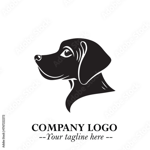 Cute Head of Dog Logo Symbol in Black on White Background with Modern Minimalist Design
