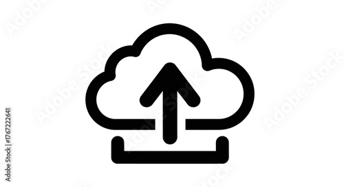 Cloud upload icon simple flat vector glyph isolated on white background for web and app design