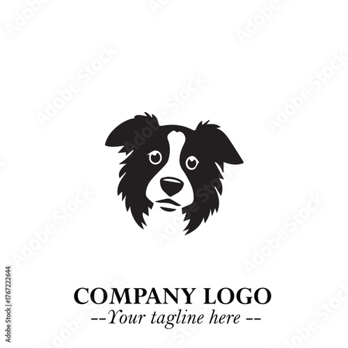 Cute Head of Dog Logo Symbol in Black on White Background with Modern Minimalist Design
