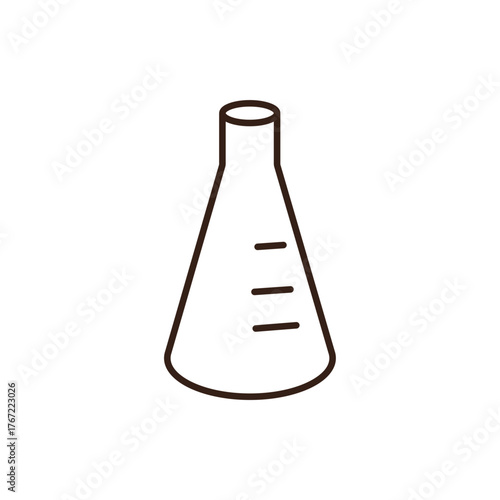 line art of measuring cup, colored light blue with a dark brown outline, and featuring three horizontal dark brown lines on its body to indicate measurements