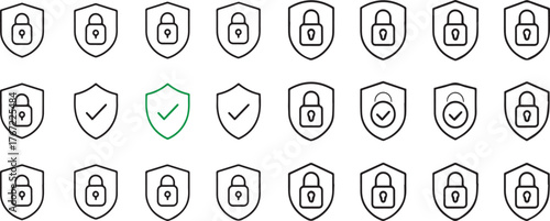 Safeguard Your Data with Security Shield Icons: A Modern Collection of Protection and Privacy Symbols for Your Digital Projects and Website Designs