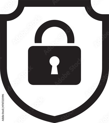 Secure your data with this modern shield and padlock graphic, perfect for website security and digital privacy needs, conveying trust and protection