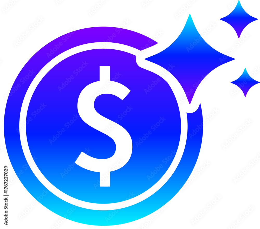 Obraz premium Generative AI Sparkle Dollar Coin Icon with Magic Glow for Finance and Payment