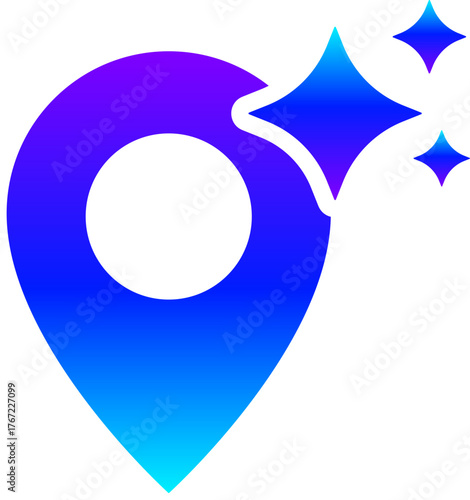 Generative AI Sparkle GPS Location Pin Icon with Magic Glow for Navigation