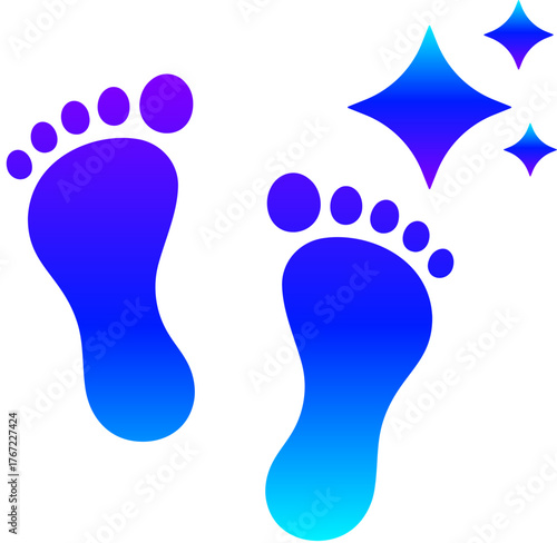 Generative AI Sparkle Footprints Icon with Magic Glow for Walking or Journey
