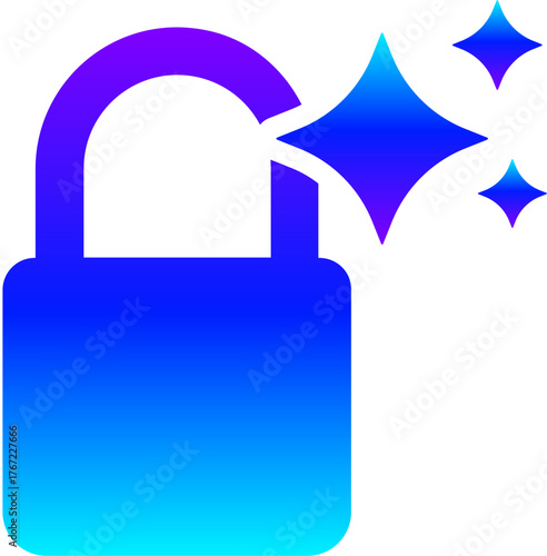 Generative AI Sparkle Lock Icon with Magic Glow for Security and Protection