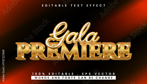 Gala Premiere 3D Text Effect with Luxurious Metallic Shine for Grand Events, Festive Celebrations, and Upscale Designs