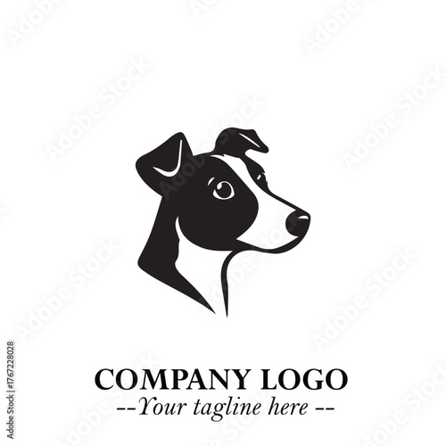 Cute Head of Dog Logo Symbol in Black on White Background with Modern Minimalist Design

