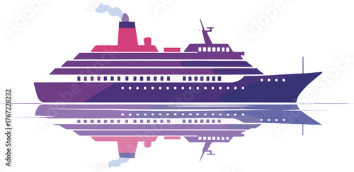 Scenic Cruise Vessel Illustration – Calm Sea Vector Design