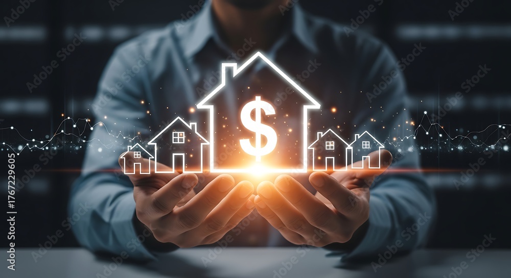 Fototapeta premium Secure your financial future with smart real estate investments, visualizing profitable home ownership and wealth growth.