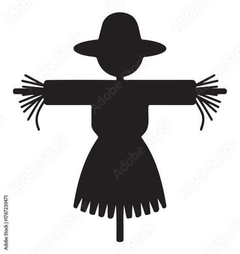 Silhouette of a scarecrow simple vector illustration isolated on white background