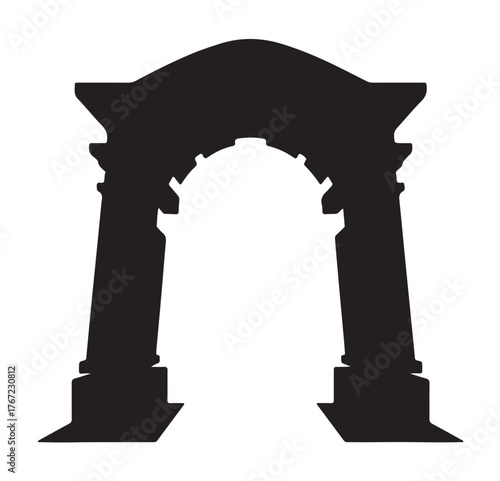 Silhouette of triumphal arch vector illustration of ancient architecture isolated on white background