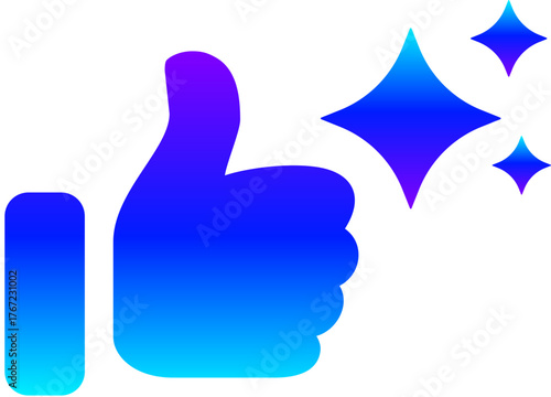 Generative AI Sparkle Thumbs Up Icon with Magic Glow for Like and Approval