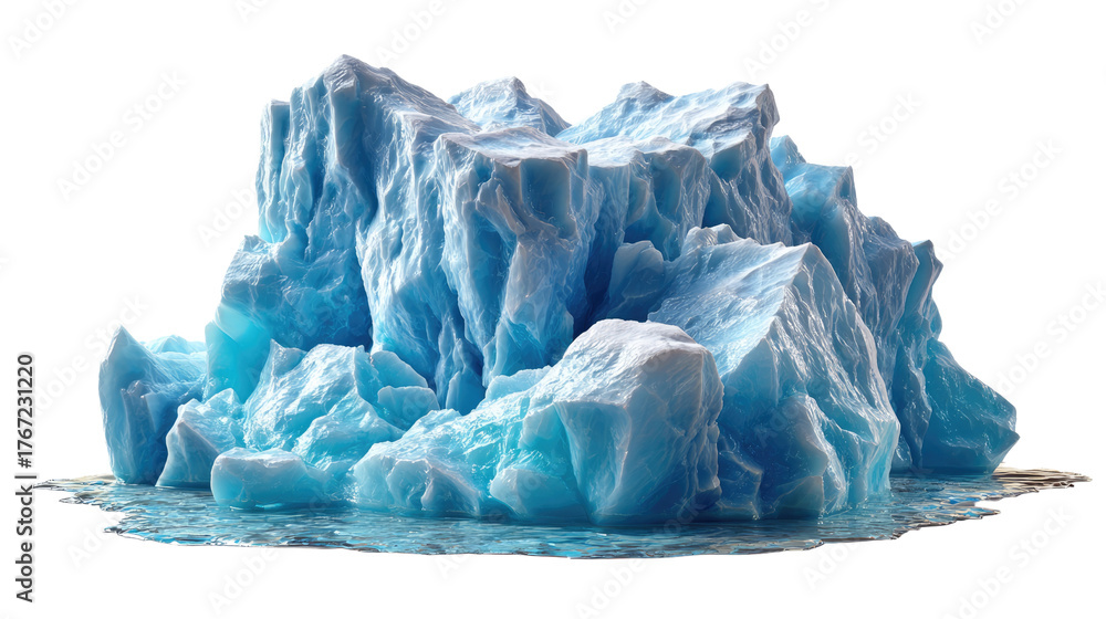 Fototapeta premium Iceberg in the vast sea: A captivating iceberg of glacial beauty floating calmly on the ocean surface. A symbol of nature's stark beauty and climate change