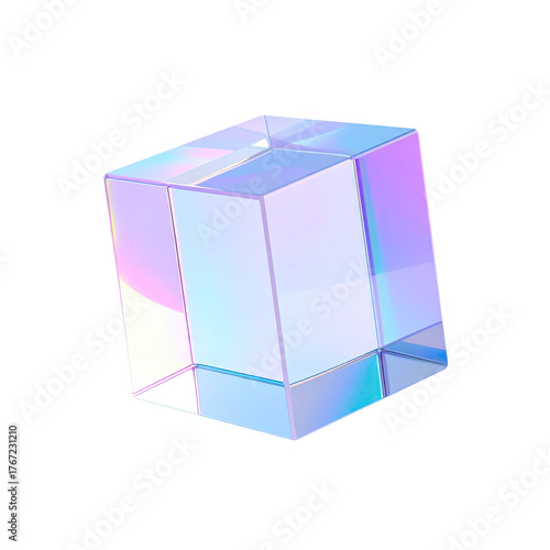 Iridescent cube, light refraction