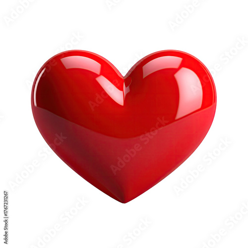 Glossy, red heart shape against a solid black backdrop
