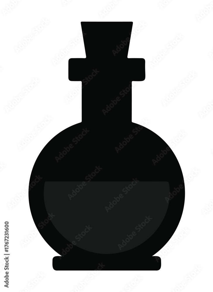Fototapeta premium Black potion bottle illustration simple flat vector design isolated on white background