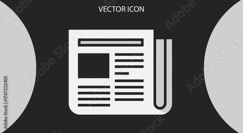 Minimalist Newspaper Icon with Headline Image and Text Columns.
