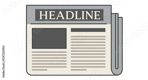 Vector Illustration of a Newspaper with Headline and Articles Isolated.