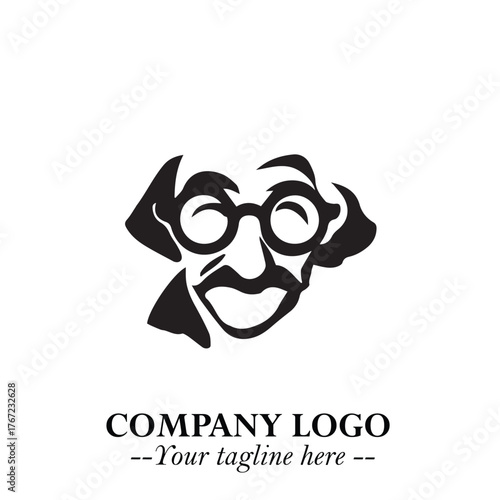 Intelligent Head of Professor Logo Symbol in Black on White Background with Modern Minimalist Design