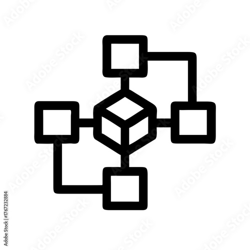 Blockchain System, Digital Ledger, Cryptocurrency Network, Decentralized Finance, Data Security, Distributed Technology, FinTech Infrastructure Icon Set