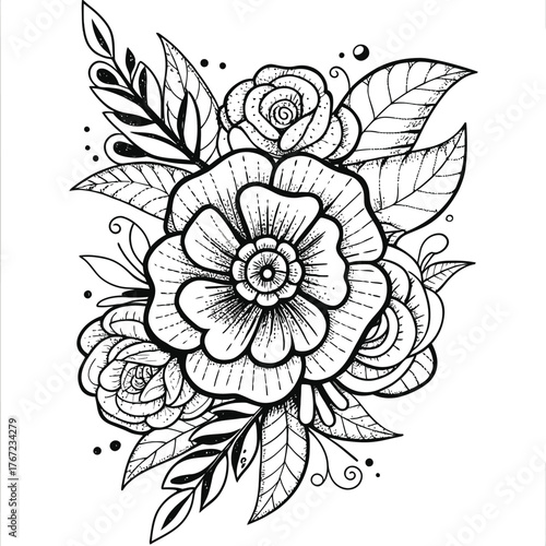 Decorative floral border coloring sheet engaging line art design for creative expression and relaxation