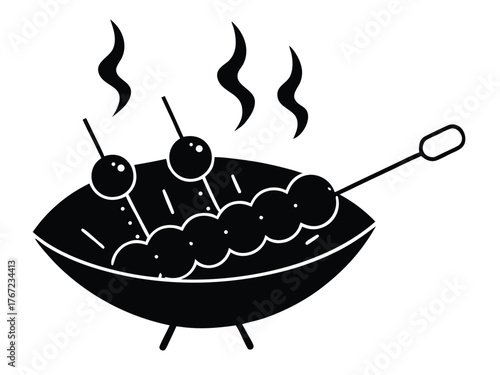 Vector art of japanese dango in a bowl, vector illustration