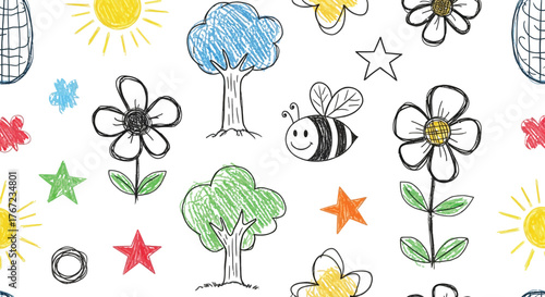 Spring and Easter Colorful Vector Illustration Set. Collection of flowers, birds, cute animals, eggs, nature items, and more.