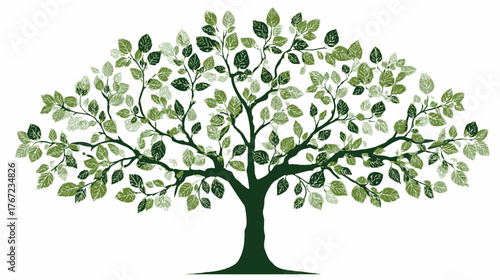 vector tree with green leaves