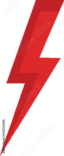 Vector art of red lightning bolt symbolizes electrical power surge