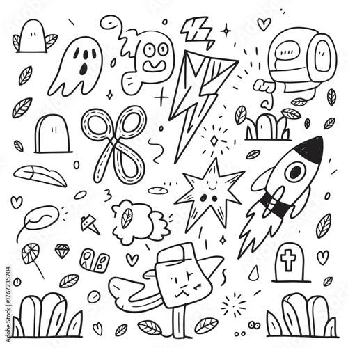  Spooky Doodle Icons Collection Spooky Doodle Icons Collection
