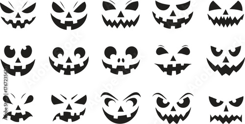 halloween pumpkin jack o lantern face set
