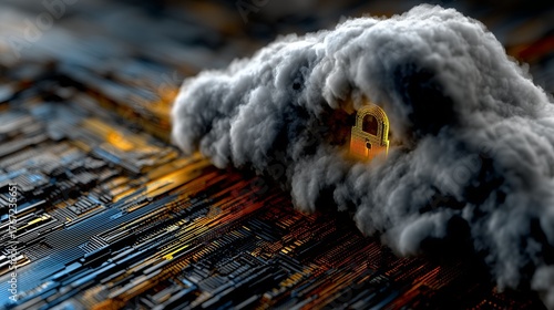 Abstract Storm Cloud Forming Over Futuristic Digital Landscape