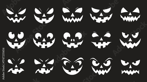 halloween pumpkin jack o lantern face set